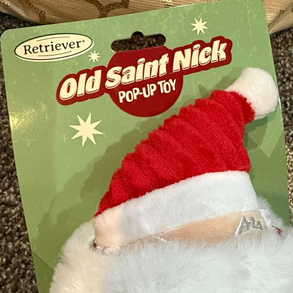 New. Old Saint Nick Holiday Pop-Up Toy for Dogs. 🎅🏻 🐕